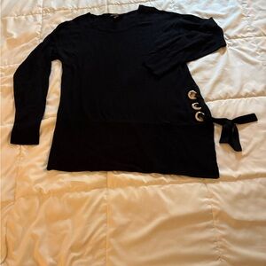 INC International Concepts Black Sweater with Side Tie